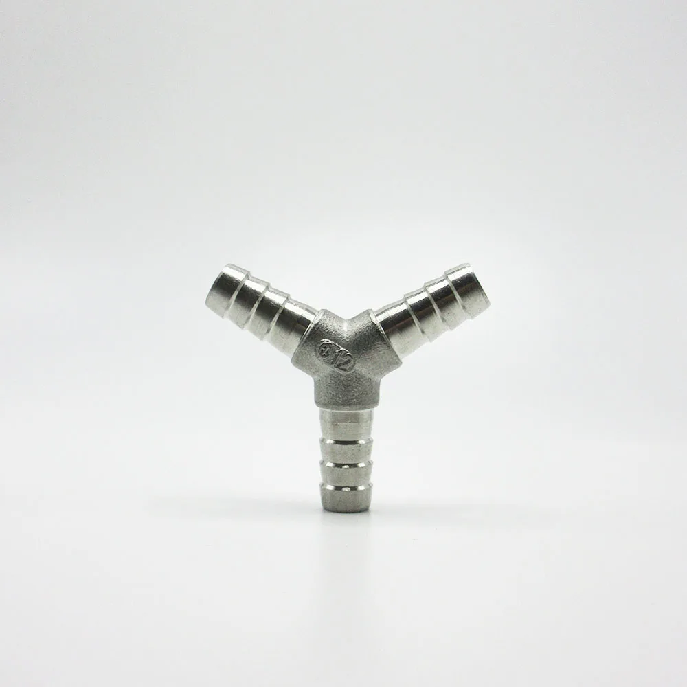 Conector de Mangueira em Aço Inoxidável 304 Tipo L Y de 6-25mm, Conector de Mangueira em Forma de Y de Três Vias para Água e Óleo
