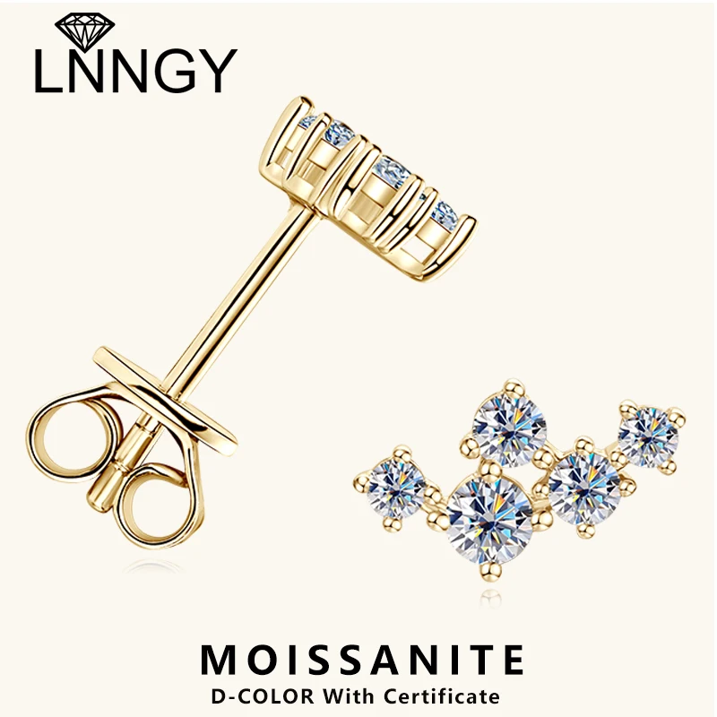 

Lnngy pendientes plata 925 Sterling Silver Stud Earrings for Women 3mm&2.5mm&2mm Sparkling Moissanite Earring 2025 Trend Jewelry