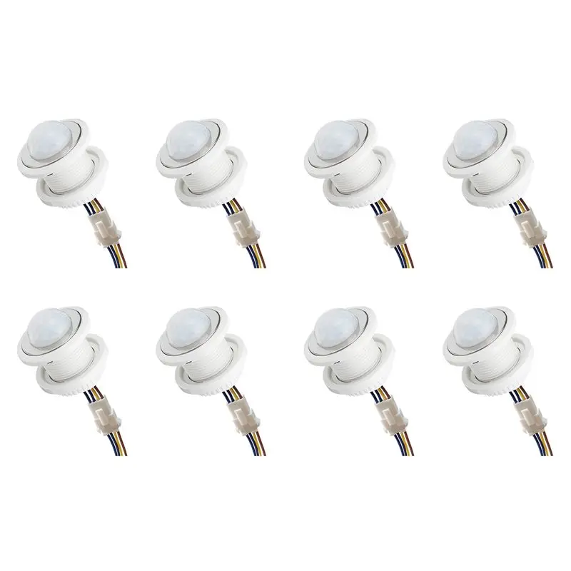 8x-ミニモーションセンサーライトスイッチ-110-220v-pirセンサー-スマート検出-時間遅延調整可能-赤外線誘導検出器-y41a