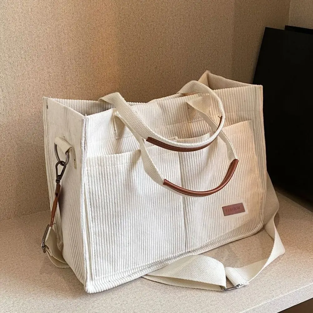 

Temperament Large Capacity Corduroy Tote Bag Simple Fashion Canvas Shoulder Bag Portable Korean Style Cloth Handbag Girls