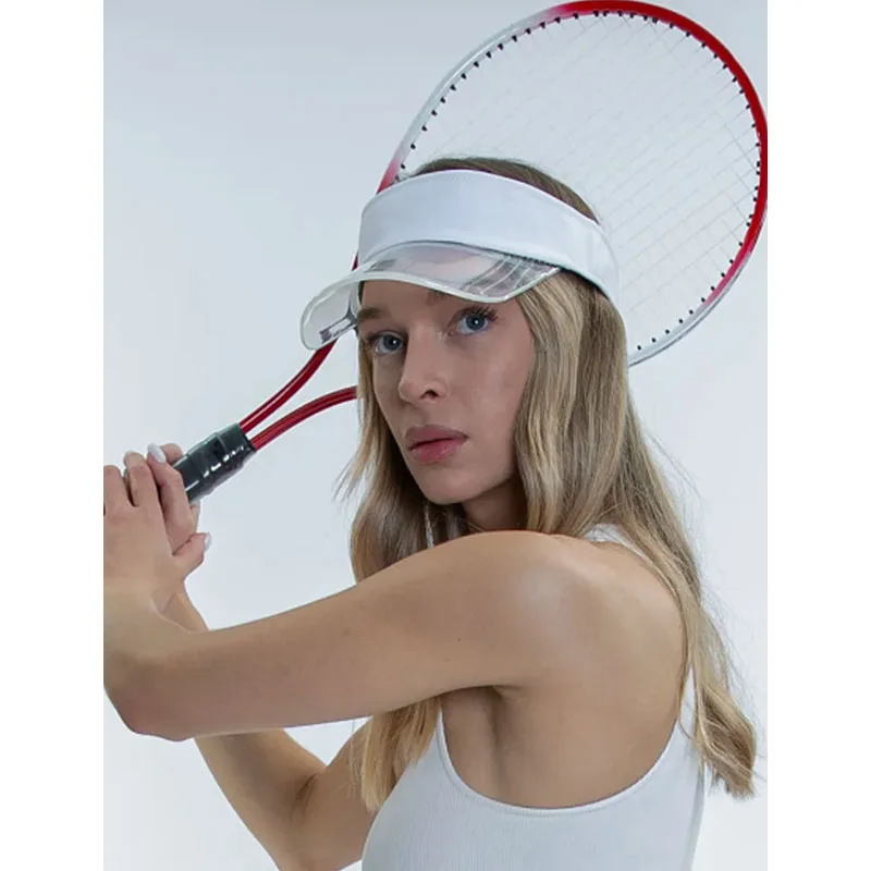 

White Outdoor Sport Golf Cap Ladies Men Sun Visors Candy Sports Sun Hat Clear Jelly PVC Hollow Top Tennis Caps UV Protection