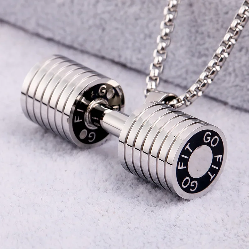 

Fitness Dumbbell Men's Necklace Stainless Steel Pendant Chain
