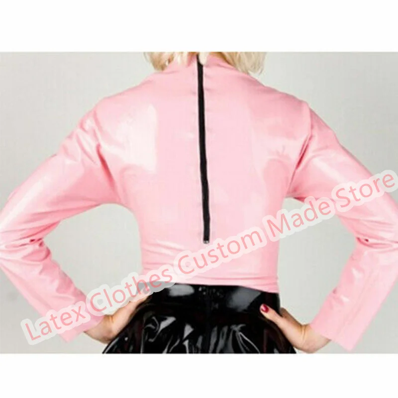 

Латексный топ ручной работы, резиновый костюм, женские костюмы для косплея, пальто на молнии сзади, размеры XS-XXL
