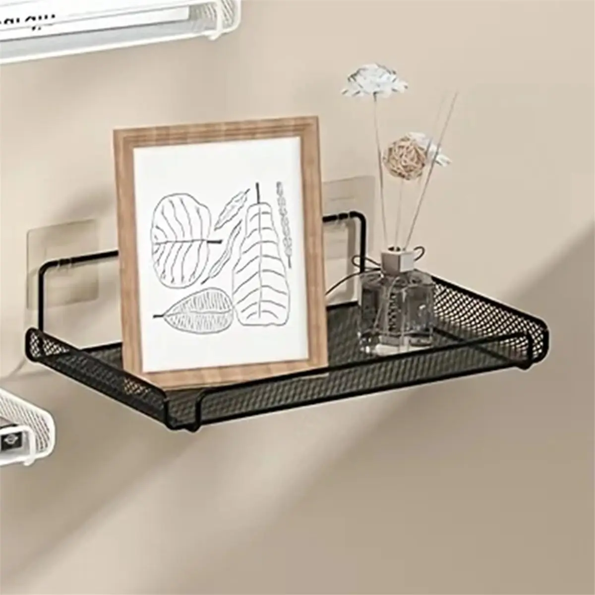 Iron Wall-Mounted Router Shelf No-Drill Space-Saving Organizer for TV Top Boxes Keys Small Items in Living Room B