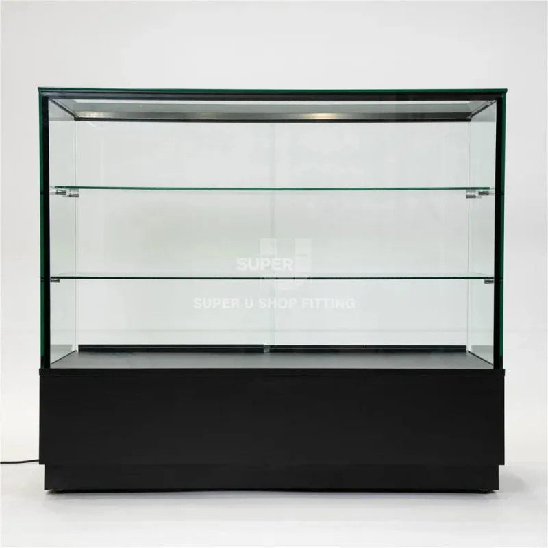 custom.Factory Full View Economical Wooden Counter Glass Display Cabinet Glass showcase with Light Retail Store