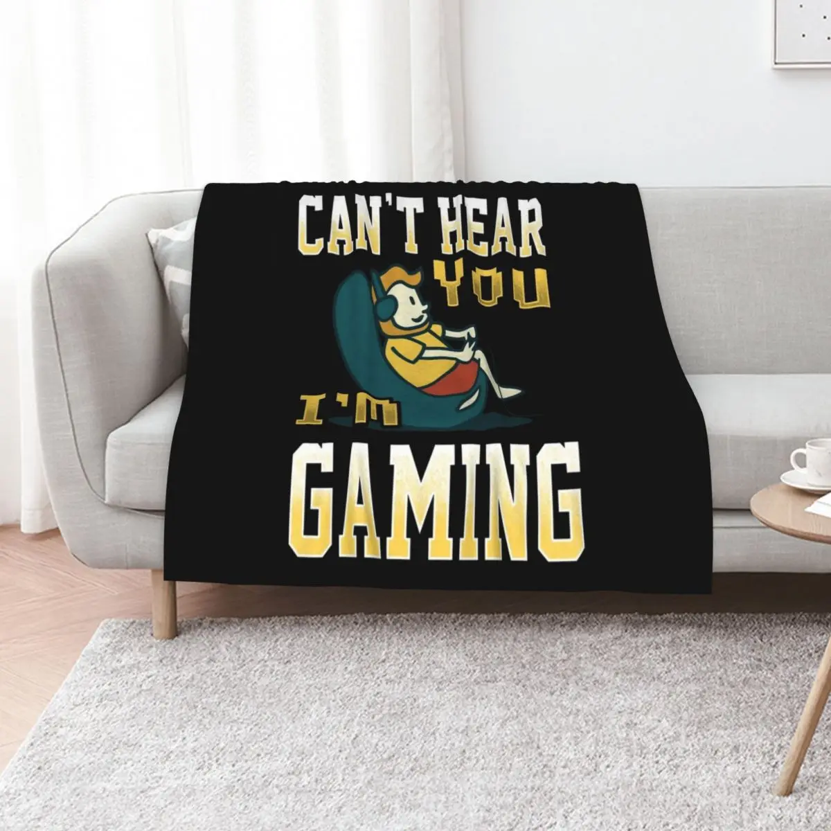 Can't Hear You I'm Gaming Multiplayer Gamer print Throw Blanket Stain Resistant Cozy Warm Blanket