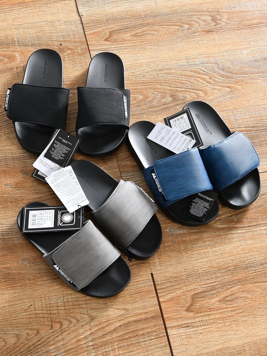 Soft Q Elastic Slip-On Sandals for Men Summer Magic Tape Flat Slippers Beach Shoes Breathable Casual Flat Heel  Color