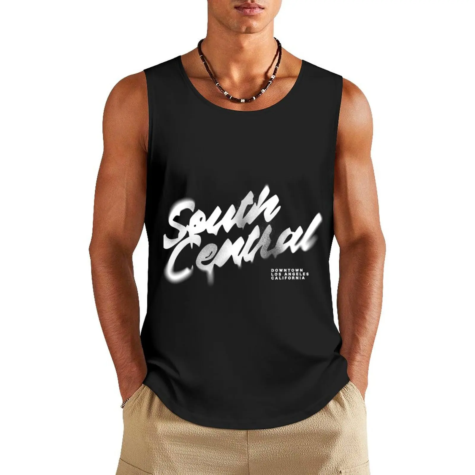 South Central white Tank Top bodybuilding t-shirt gym training accessories Fitness men clothing singlet for men