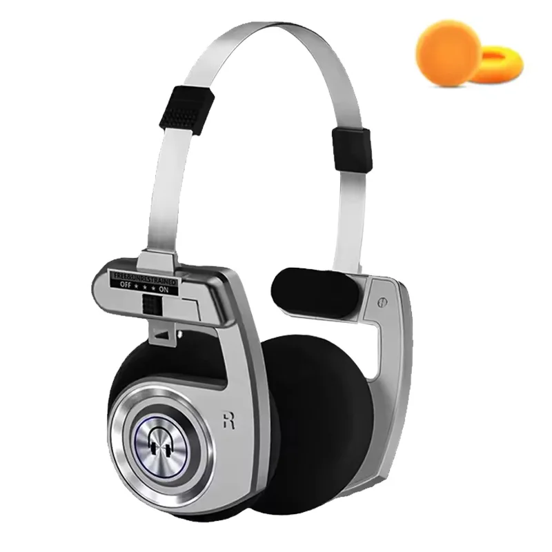 Casque Bluetooth sans fil rétro avec microphone stéréo, son Hi-Fi, pliable et à réduction de bruit, idéal pour la musique et les jeux._voghion.com