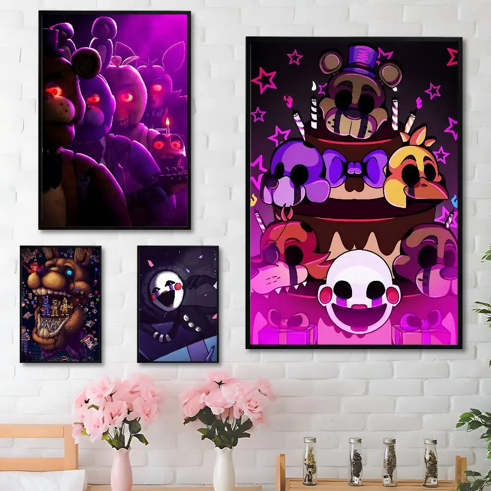 

W-FnafS Game Club Bar Paper Vintage Poster Wall Art Painting Bedroom Study Stickers