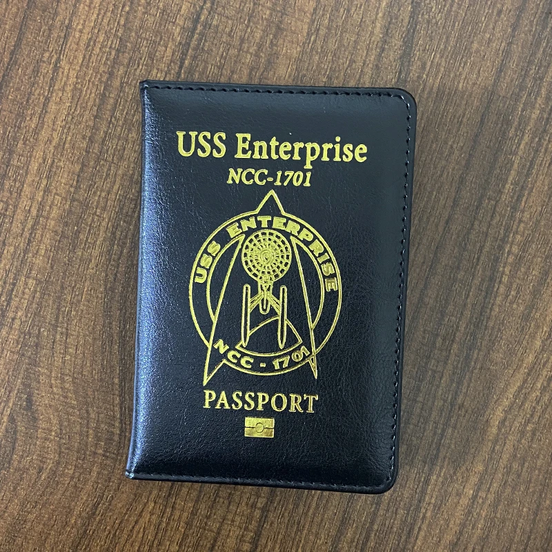 Funda de cuero Pu para pasaporte, billetera de viaje, soporte para pasaporte, NCC-1701