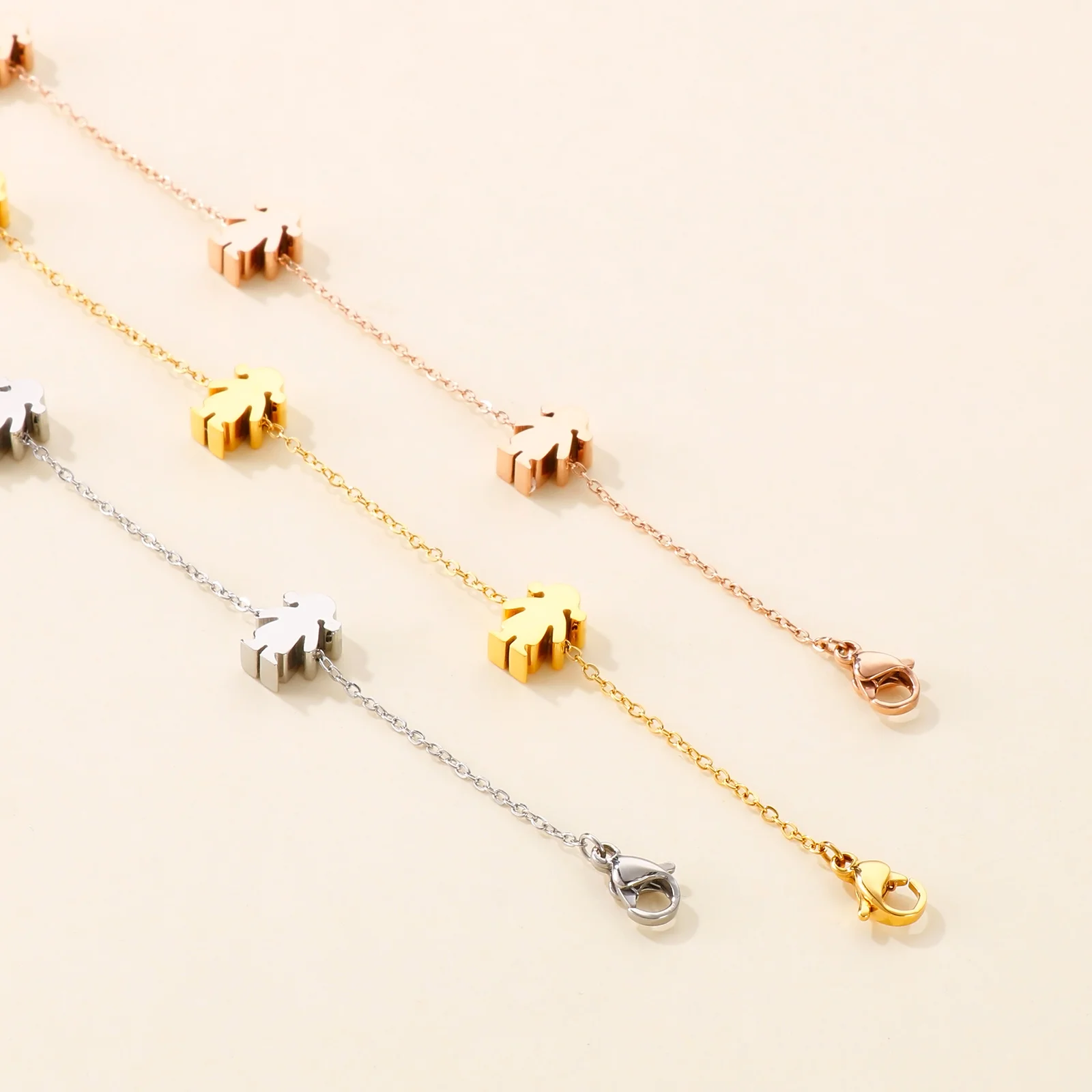 Gold Silver Color Simple Girls Boys Charm Bracelet Adjustable Chains Mama Bracelet For Women Kids