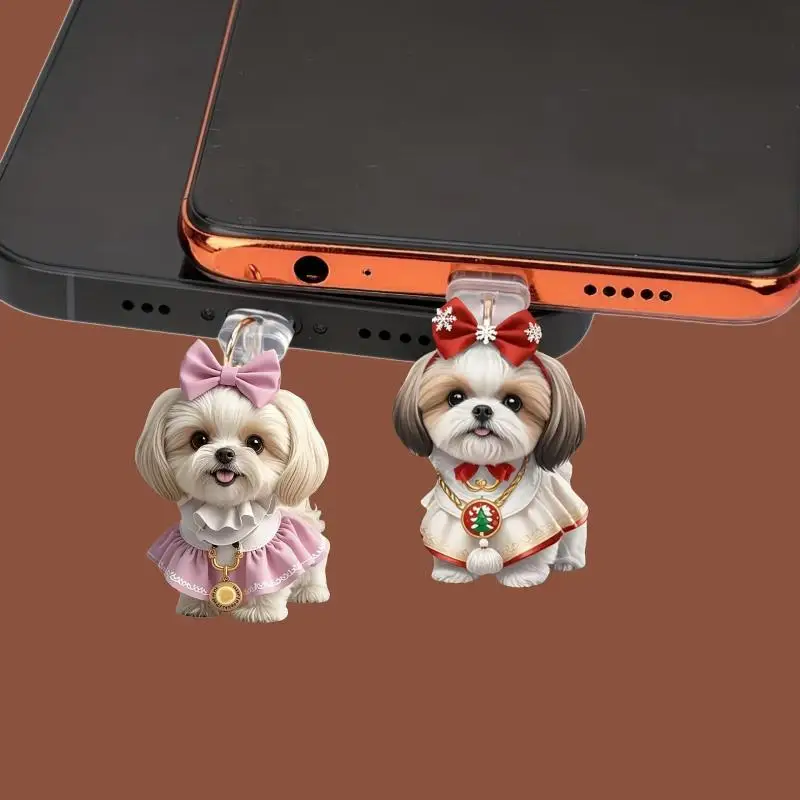 

2D акриловая плоская пылезащитная заглушка для животных для Iphone и разъема Type-C, пылезащитная заглушка, подвесное украшение