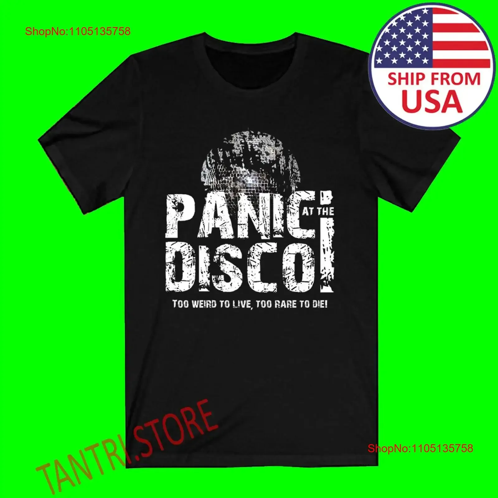Panic At The Disco Too Weird To Rare Die Men's Black T Shirt Size S 3XL vintage Washed Unisex Stretched fashion