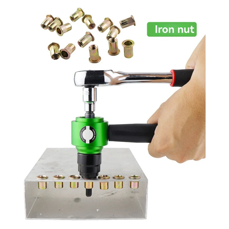 A74E-Kit Alat Paku Keling Aerodinamis Listrik Kit Alat Mur Paku Keling dengan Mata Bor Paku Keling Adaptor Alat Paku Keling Tarik Mur