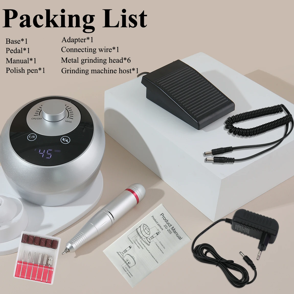 TFSCLOIN – Kit de perceuse à ongles électrique professionnelle 45000 tr/min, Machine de manucure à faible bruit pour l'élimination du vernis Gel