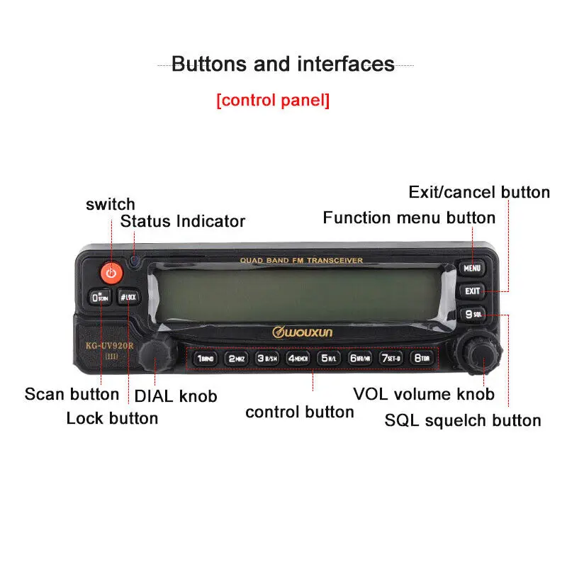 2 uds Original WouXun KG-UV920R(III) Radio móvil de doble banda para coche VHF/UHF 136-174/400-480MHz DTMF micrófono KGUV920R Radio móvil para coche