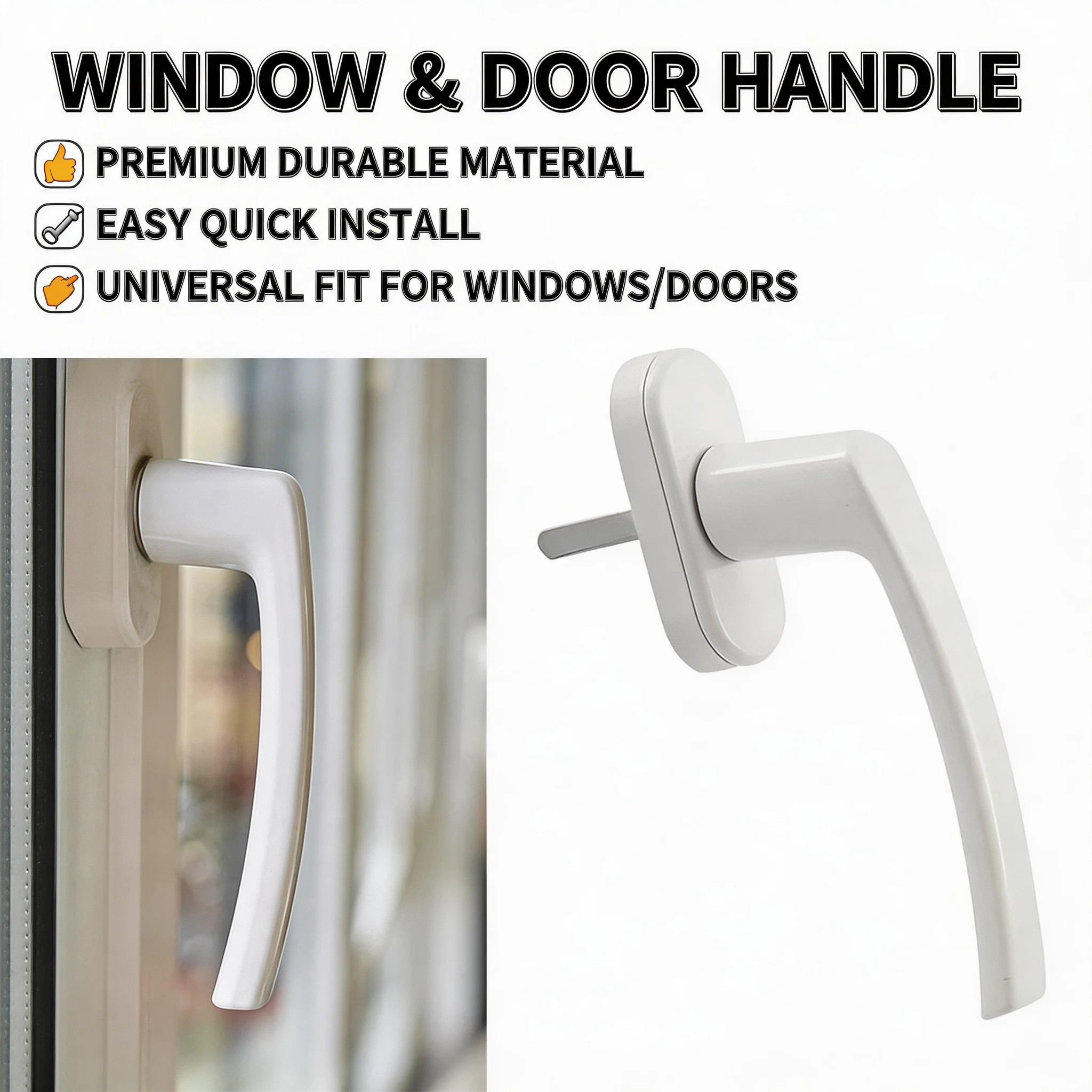 

Sliding Window Handle White Durable Alloy Plastic Steel & Plastics Anti Slip Lock Door Window Locks Home Accessories