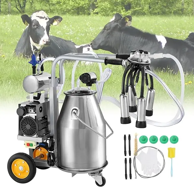 

Stainless Steel Adjustable Pressure Bucket Automatic Pulsation Vacuum Milker Electric Cow Milking Machine