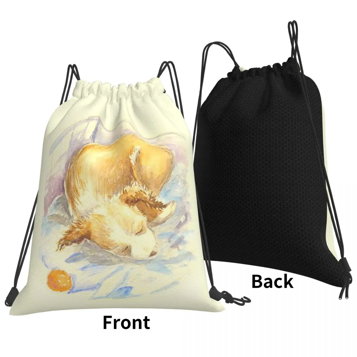 Puppy - A Little Puppy Dog Sleeping Backpacks Casual Drawstring Bags Storage Bag Book Bags for Travel School