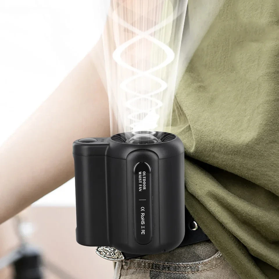 Portable Rechargeable Waist Fan Mini Personal Summer Cooling Fan For Travel Outdoor Sports With 4500Mah Battery