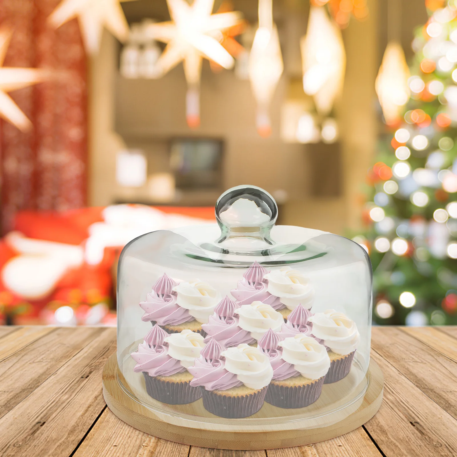 

1Set Cake Display Cover Crystal Clear Glass Dome for Wedding Party Buffet Holiday Meals Birthday Events Food Protection Storage