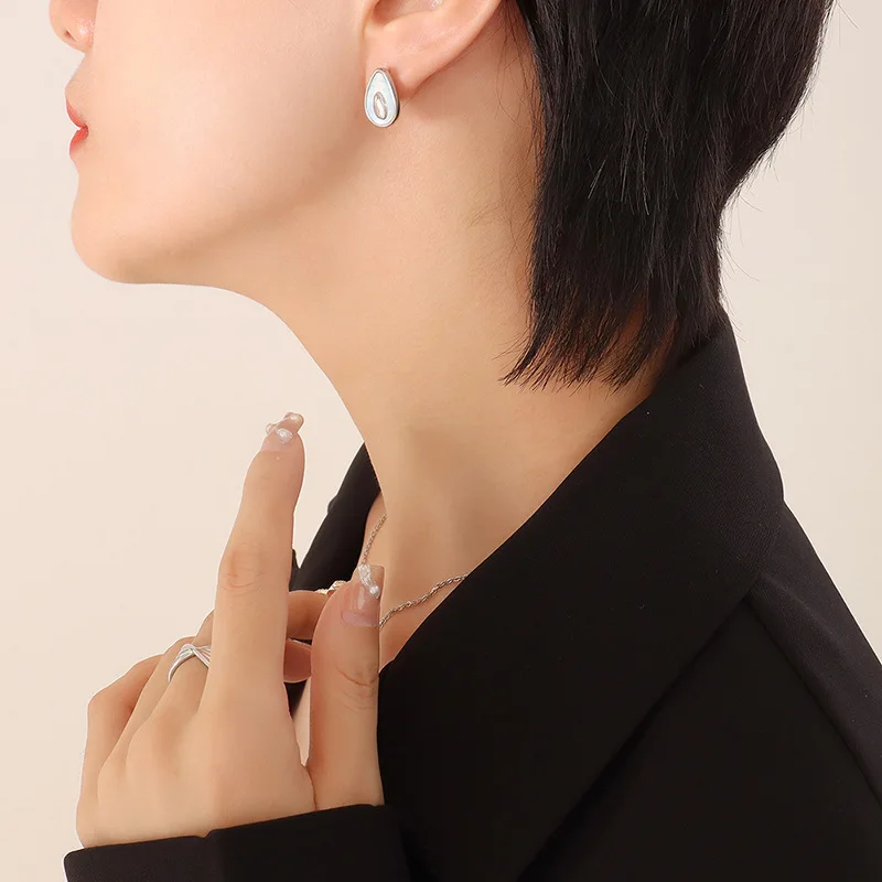 2023 New Necklace Earrings Avocado Droplet Jewelry Set 316L Stainless Steel Fashion Simple Accessories For Women