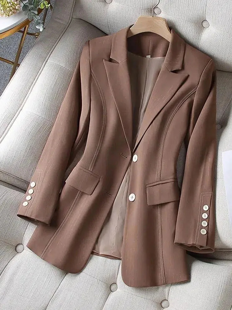 Casaco Feminino Chic Suit Jacket Women 2022 New Spring Autumn Black Blazer Vintage Outerwear Tops Fashion Loose Coat Female