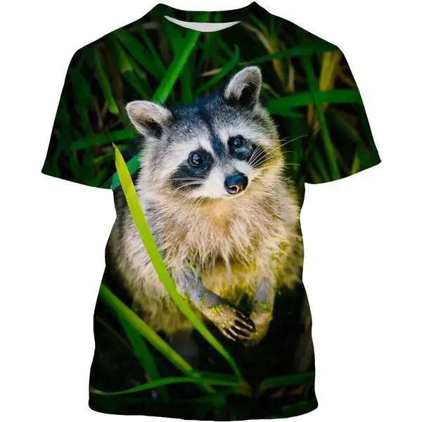 New Four Seasons Animal Raccoon Fashionable And Cute 3d Printed Casual T-shirt For Boys And Girls, Breathable And Lightweight