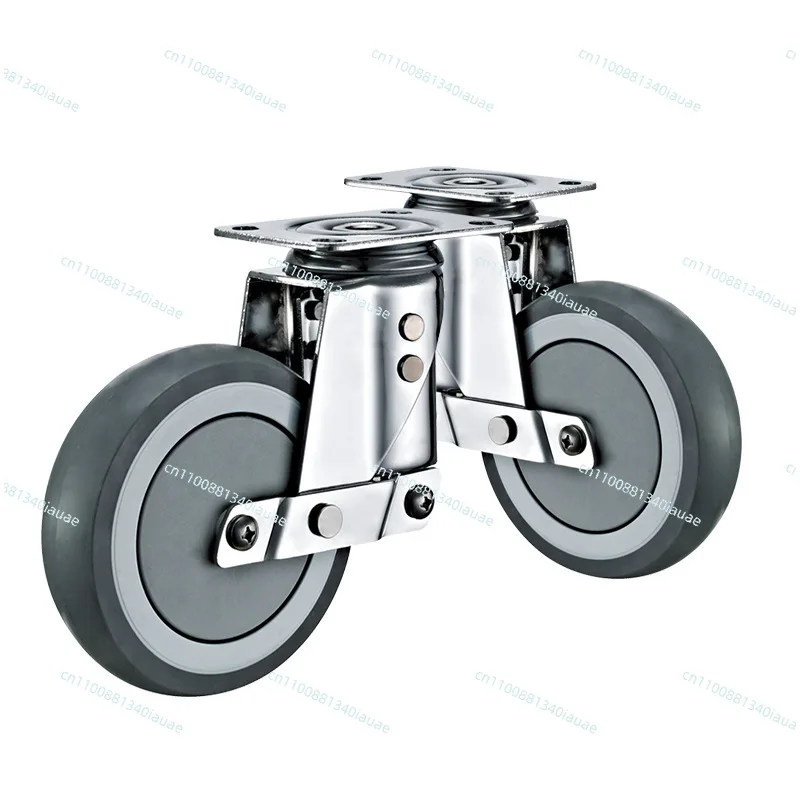 

Medium Stainless Steel Casters Chrome Damping Universal Wheel 3/4/5 Inch Rubber Silent Brake Casters