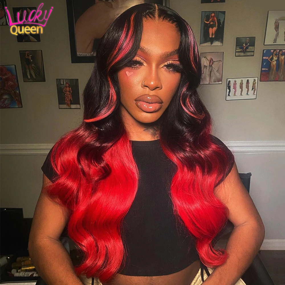 Ombre Rose Pink Colored 5X5 Lace Closure Wig  Glueless 13x6 13x4 HD Lace Front Human Wig For Women Pre Plucked Body Wave