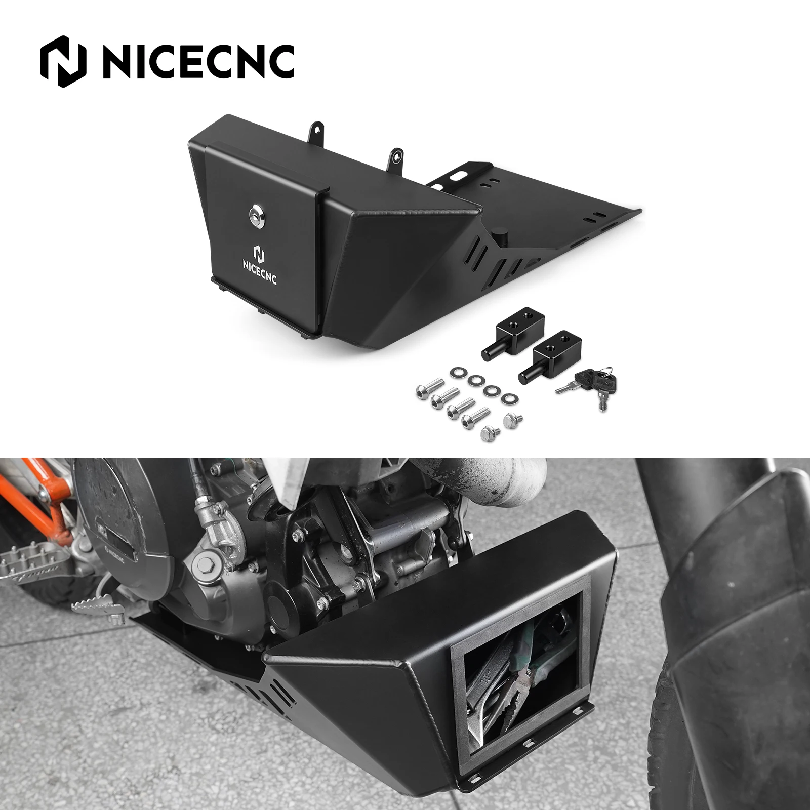 

For KTM 690 Enduro R/SMCR 2008-2025 NICECNC Skid Plate With Toolbox for Husqvarna 701 Enduro/Supermoto 2016-2025 GasGas 700 SM