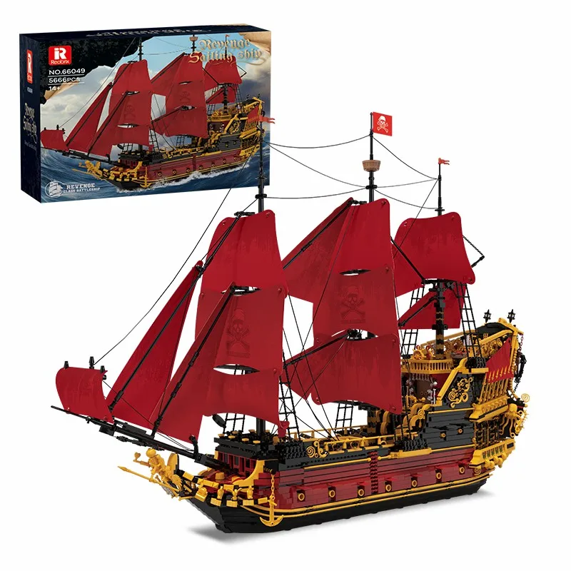 Nave pirata Venge Nave a vela Nave da guerra Modello Building Blocks 5666PCS, Nave Cruiser Building Blocks Set Puzzle Regalo per adulto