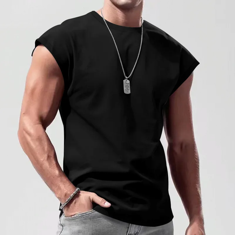 

2025 Summer Men's Gym Vest Quick Dry Loose Fitness running broad shoulder Sports tops Sleeveless Shirt training men Tank Top