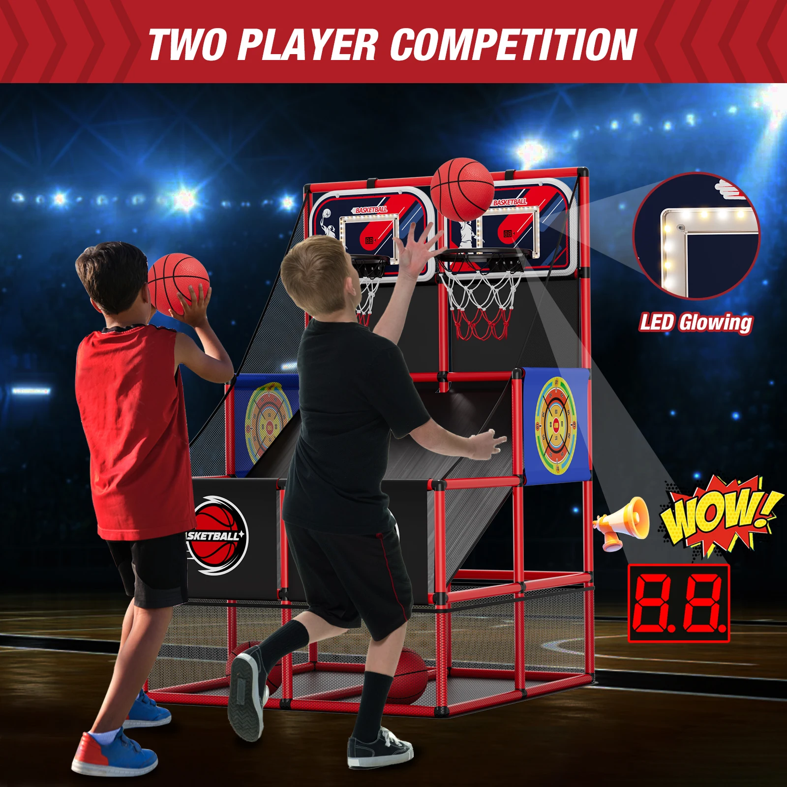 2-in-1 Dual-Shot-Basketball-Ar – Kids Indoor Outdoor Games Bewertung und Preis