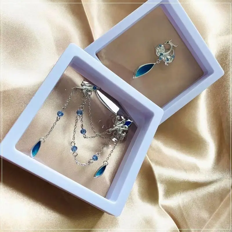 Genshin Impact Naville Anime Games Fan Earrings Peripheral Earrings Ear Stud Ear Clips Ear Cable Pendants
