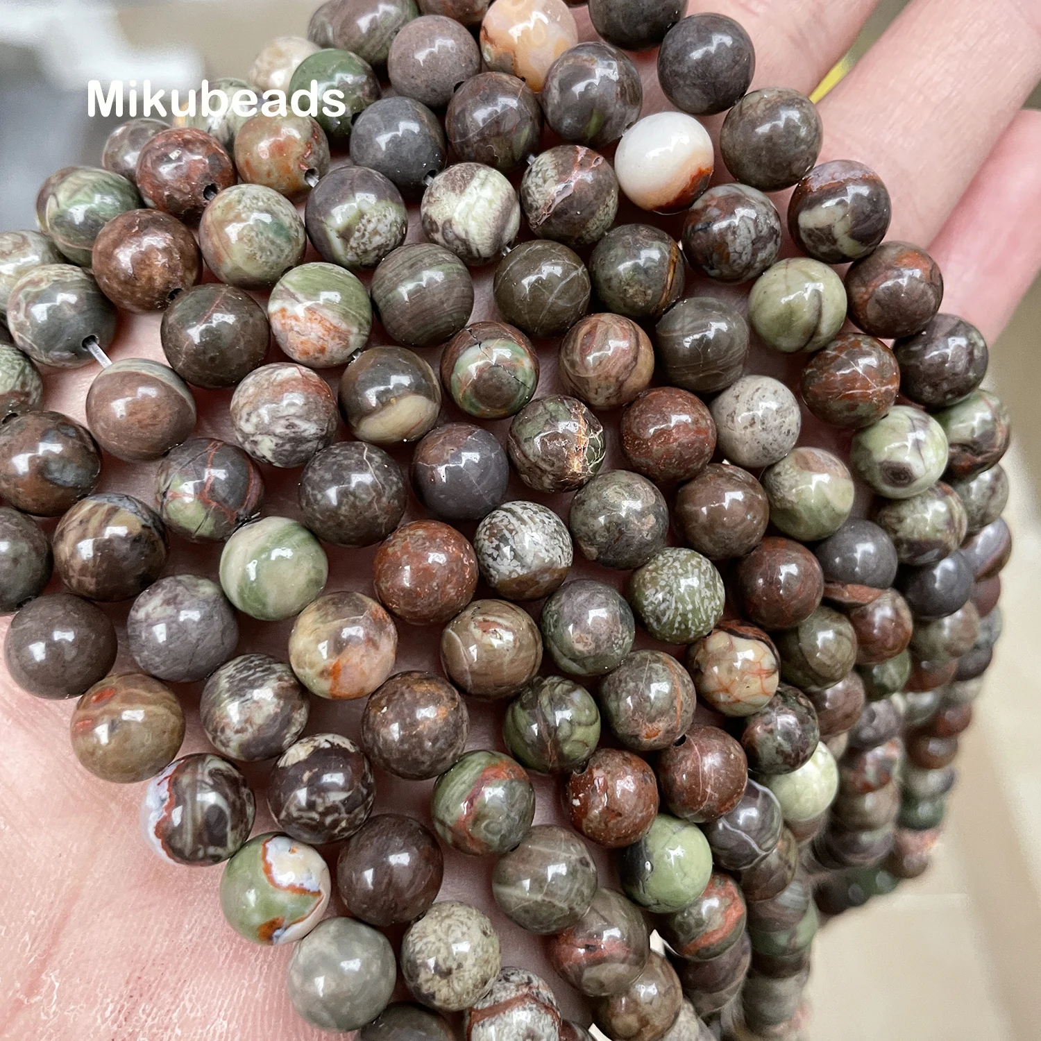 Wholesale Natural Flower Agate 6mm 8mm 10mm Smooth Round Loose Beads For Jewelry Making DIY Bracelets Necklace Or Gift