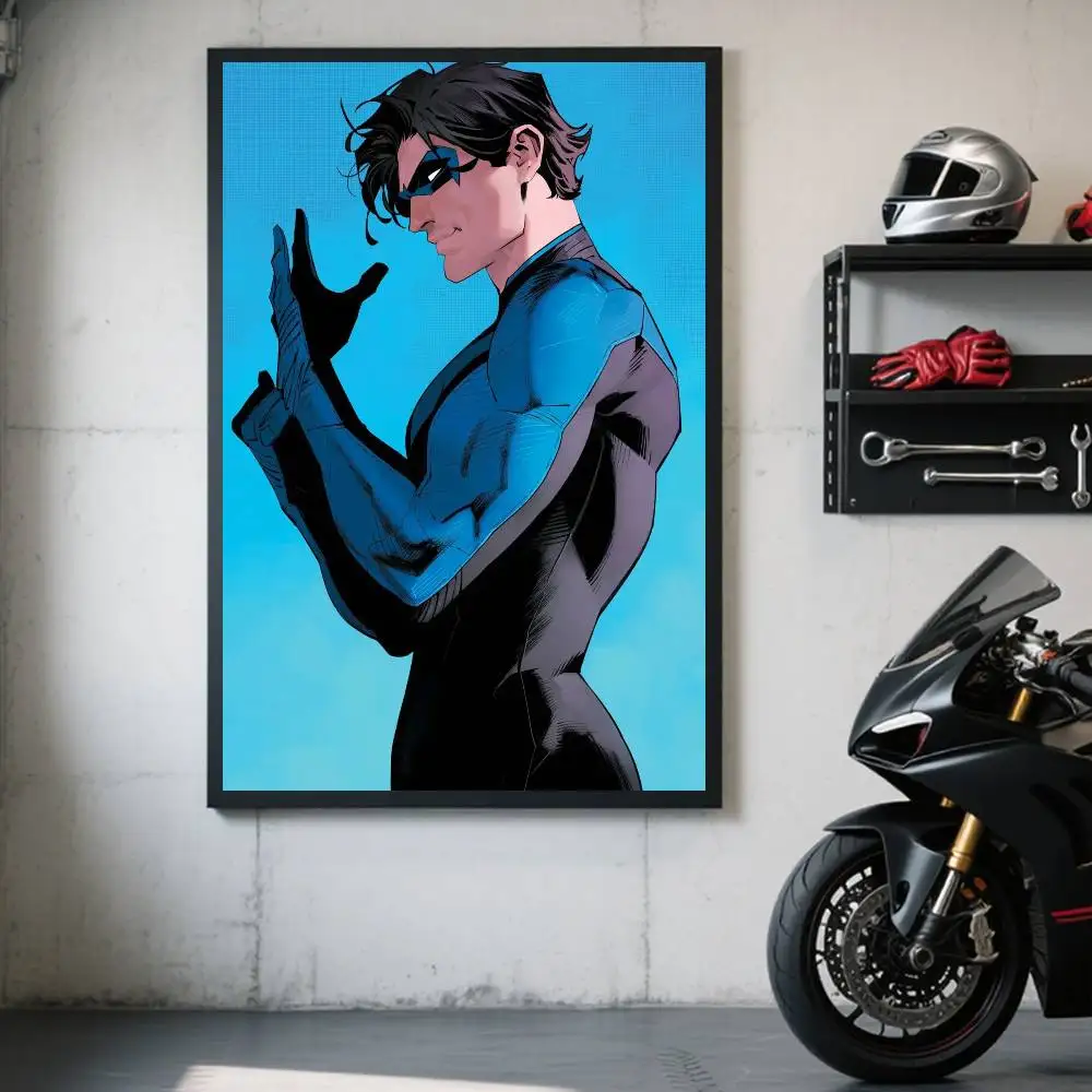 1 Stück Justice League Charakter Nightwing Poster, selbstklebender Kunst-Aufkleber aus wasserfestem Papier, Kaffeehaus, Bar, Zimmer, Wanddekoration – Detail 8