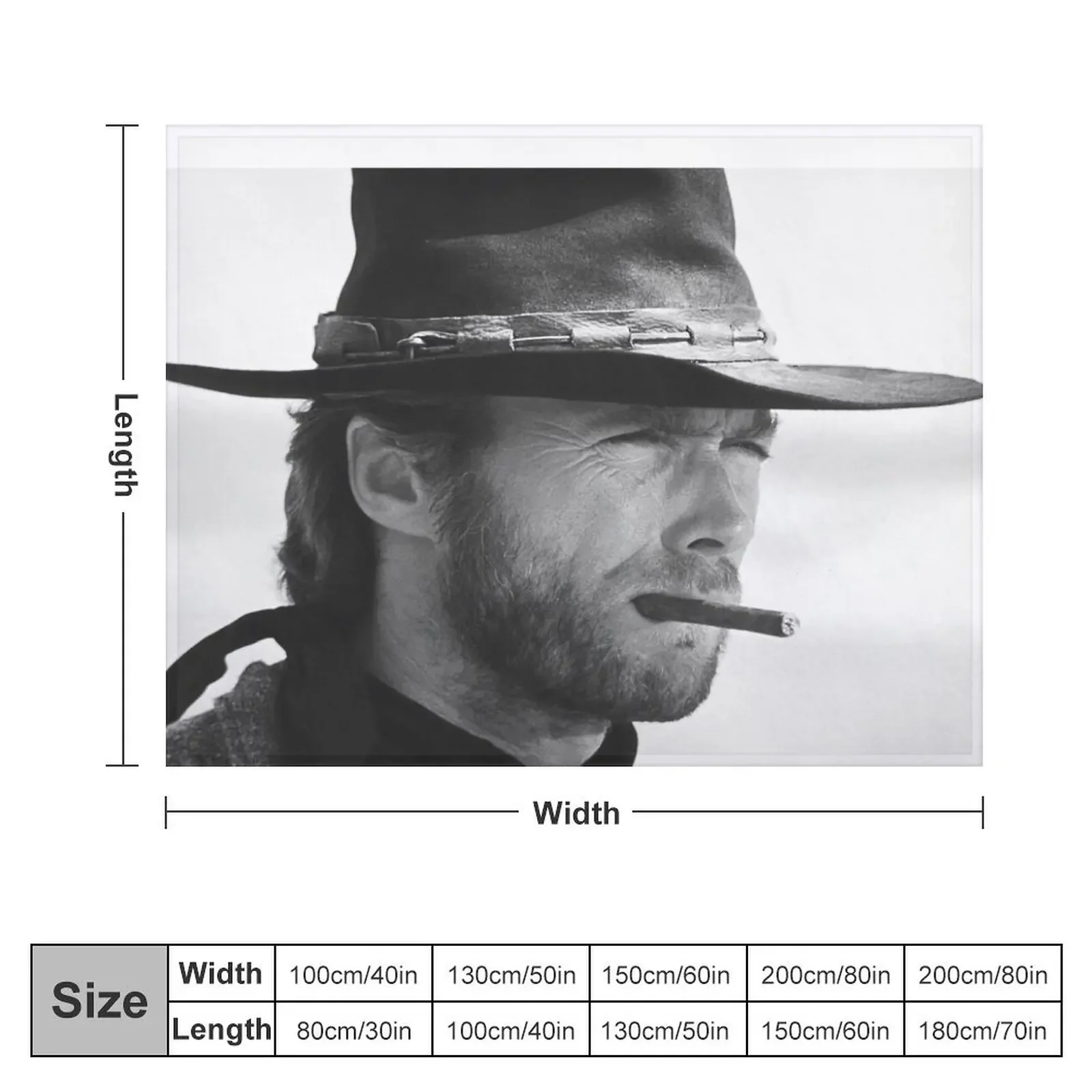 Clint Eastwood, Cigar, Black and White Photography Throw Blanket Camping Decorative Sofas Vintage Blankets For Bed Blankets