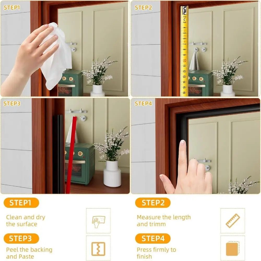 6m NEW Soundproofing Weather Stripping Windproof Rubber Door Frame Insulation D-Shape Self-adhesive Draught Excluder Household