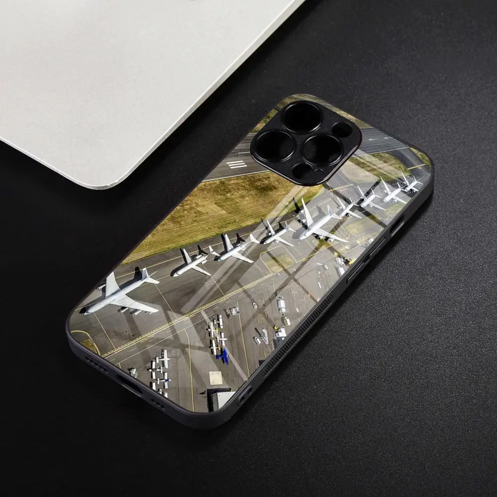 Aircraft Helicopter Airplane Pilot Fly Phone Case for iPhone 15 14 Pro 11 13 12 XS XR Max 8 7 6 Plus SE 2020 Glass Design Cove