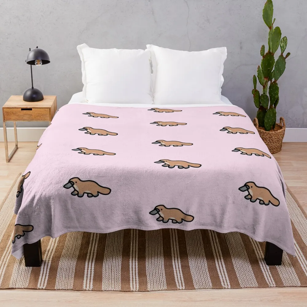 Happy little platypus adorable animal Throw Blanket Sofas Thins Polar Soft Big Blankets