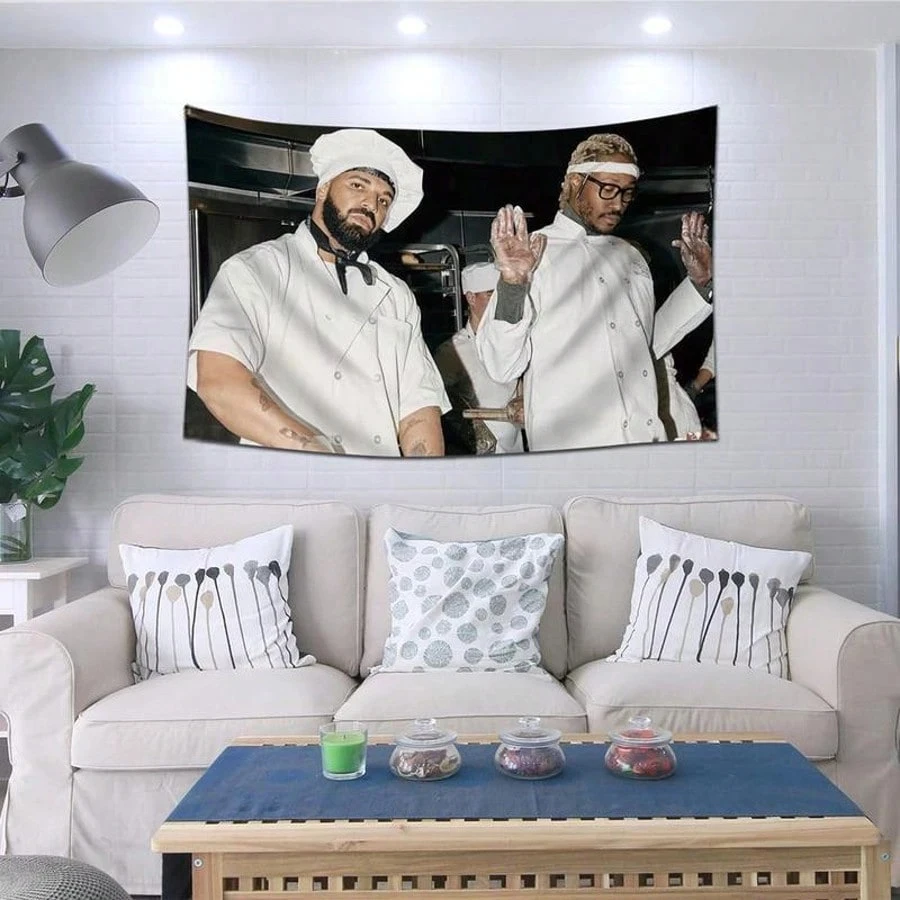 

1pc Celebrity Chef Duo Meme Kitchen Hip Hop Tapestry Polyester 2D Flat Print for Bedroom Dorm Room Wall Decor Cool Gift