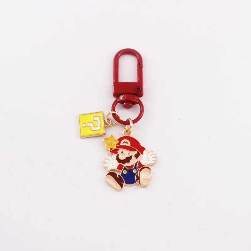 Super Mario Metal Cartoon Keychain Adult Children\'s School Bag Pendant Anti-lost Key Ring Chains Trinkets Birthday Present Gifts