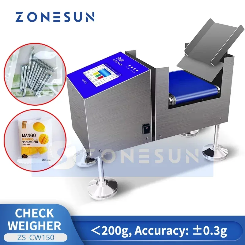 ZONESUN Industrial Checkweigher Machine 200g Mini Checkweigher Weighers for Food Packgaing ZS-CW150