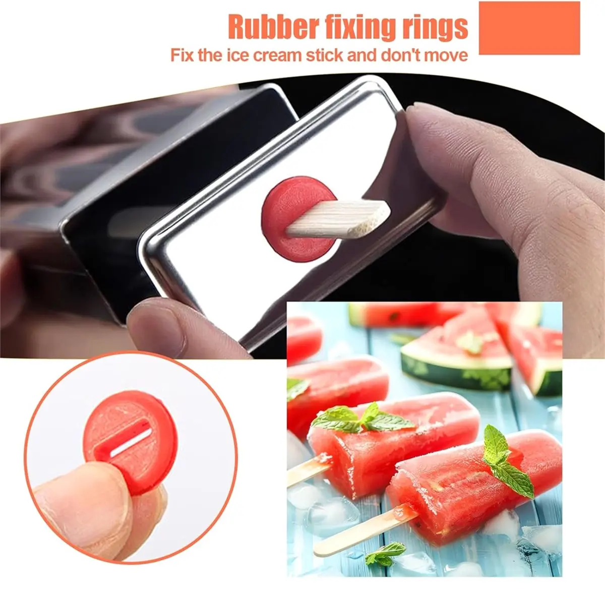 Home Tool Stainless Steel Ice Cream Molds, Set of 6 Ice Cream Maker, Ice Molds with Holder, Reusable Homemade