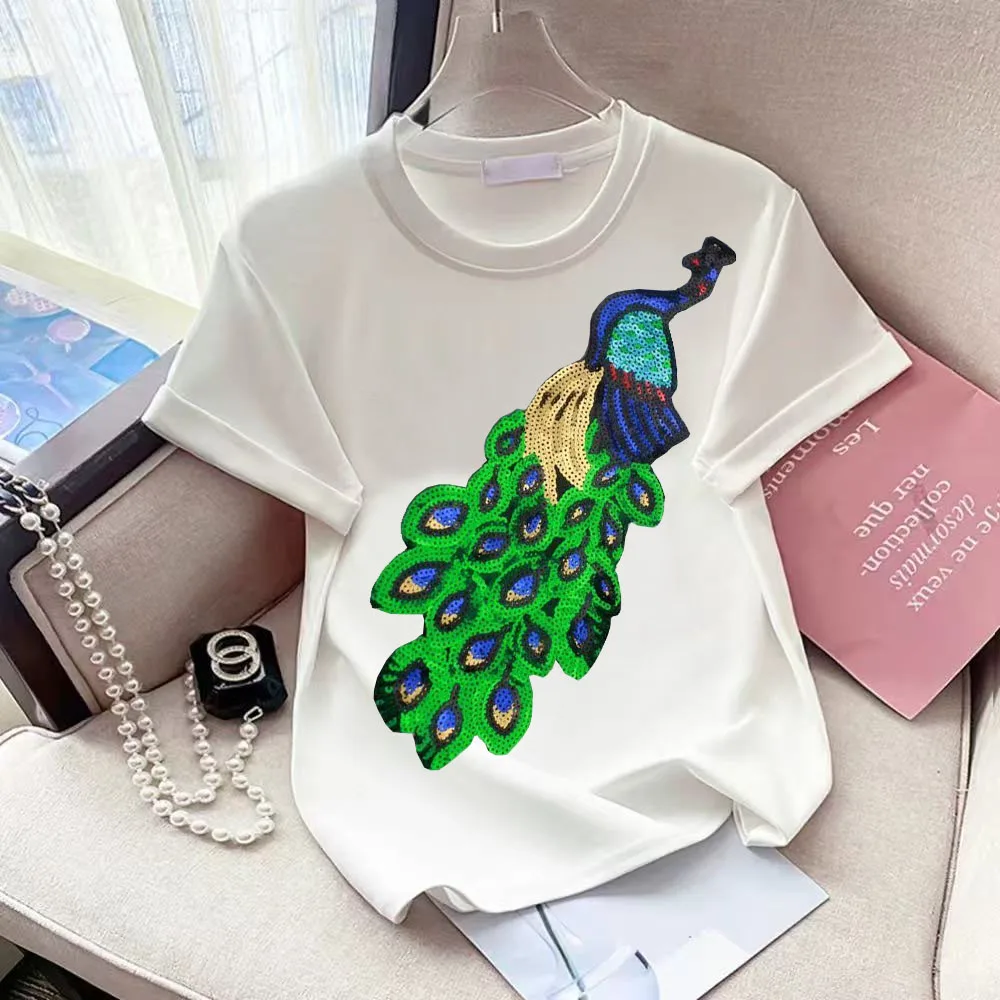 Korean Fashion Pink Embroidery Bear Beading T Shirt Women Vintage Heavy Bowknot Summer Female Casual Loose Top Harajuku Clothes