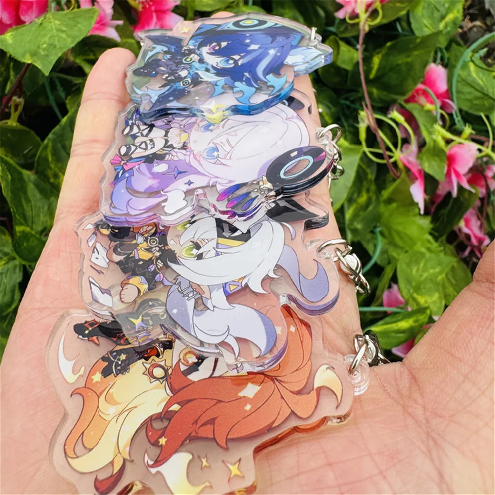 Jogo genshin impactoansan xilonen citlali chasca mavuika cosplay traje chaveiro acrílico chaveiro pingente prop