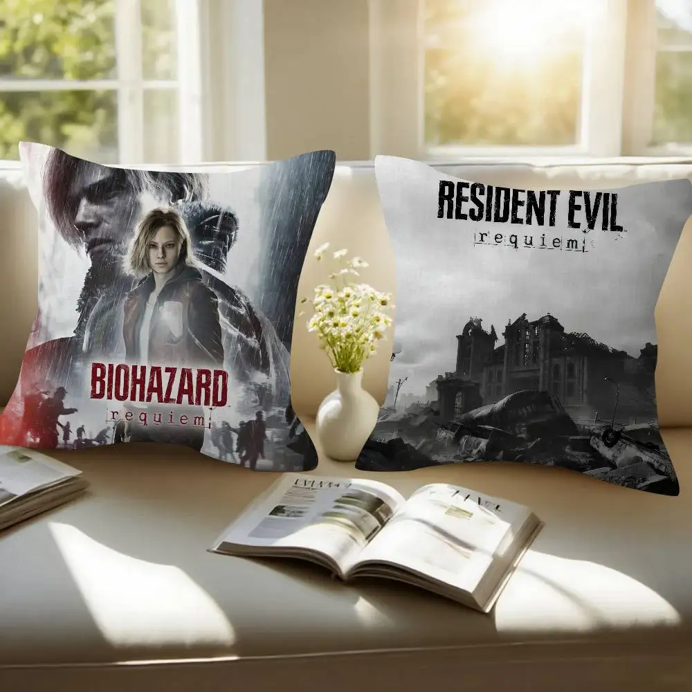 Game R-Resident Evil Requiem Double-sided Printed pillow cover Short plush Suitable living rooms bedrooms throw cushion cover