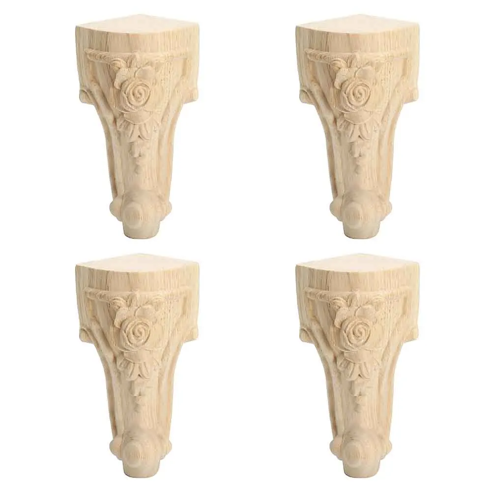 

4pcs/set Sofa Feet Coffee Table Chairs Decoration TV Cabinet Non Slip Furniture Leg Replacement Wood Carved European Style